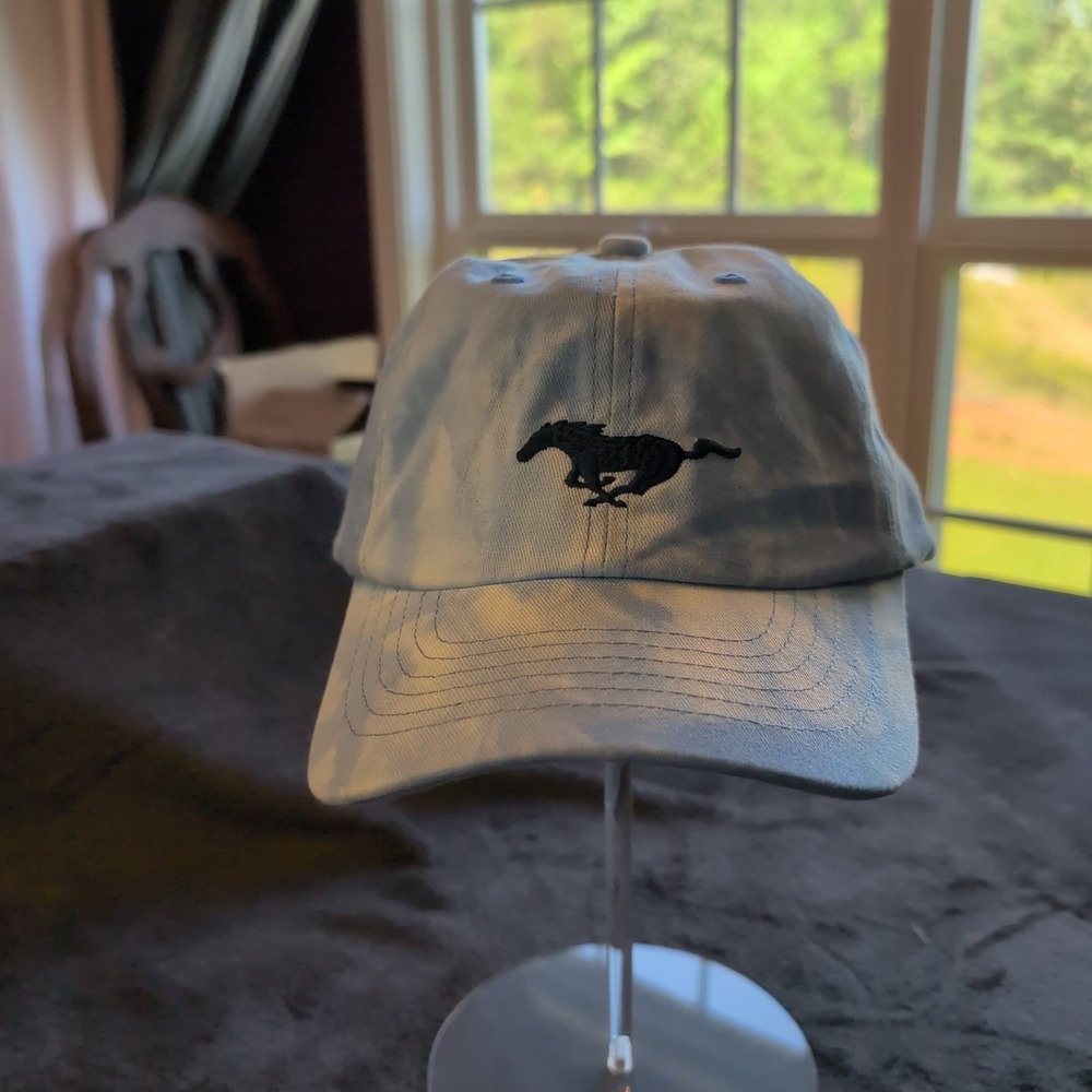 Ford Mustang Hat Light Blue Acid Wash Tie Dye Pony Logo Adjustable Dad Cap